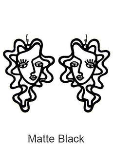 Picasso Face, Perm Girl, Abstract, face earring, Drop Dangle earring