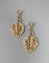 Load image into Gallery viewer, Monstera earrings Tropical plant Leaf earring Nature inspired floral leaves Post earrings