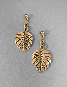 Monstera earrings Tropical plant Leaf earring Nature inspired floral leaves Post earrings