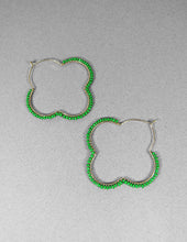 Load image into Gallery viewer, Wired Coiled Earrings, Beaded Earrings, Clover earring, Hoop earrings