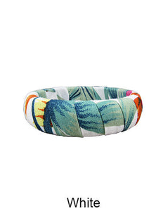 Tropical Fabric Wrap Wood Bangle Bracelets