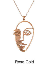 Load image into Gallery viewer, Picasso Face with Shadow Wired Design Necklace 17 inch plus 3 inch