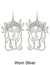 Load image into Gallery viewer, Picasso Face earring, A Girl with Flower Crown earring Drop Dangle Hook Earring