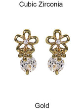 Load image into Gallery viewer, Cubic Zirconia Flower Drop Dangle &amp; Drop Post earring