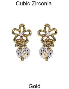 Cubic Zirconia Flower Drop Dangle & Drop Post earring