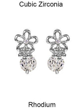 Load image into Gallery viewer, Cubic Zirconia Flower Drop Dangle &amp; Drop Post earring