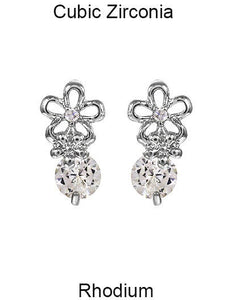 Cubic Zirconia Flower Drop Dangle & Drop Post earring