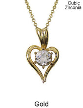 Load image into Gallery viewer, Cubic Zirconia Heart Charm Necklace 18 inch plus 3 inch extension