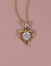 Load image into Gallery viewer, Cubic Zirconia Heart Charm Necklace 18 inch plus 3 inch extension