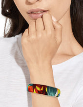 Load image into Gallery viewer, Tropical Fabric Wrap Wood Bangle Bracelets