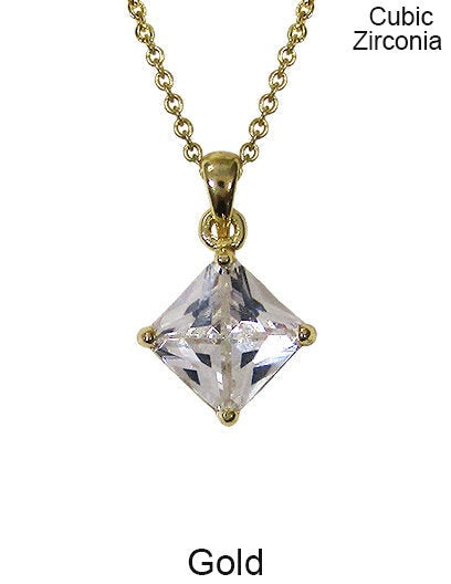Cubic Zirconia Diamond-shape  Necklace 18 inch plus 3 inch extension