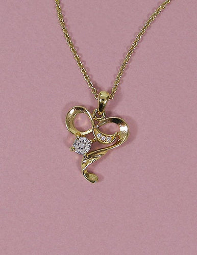 Cubic Zirconia Heart  Necklace 18 inch plus 3 inch extension