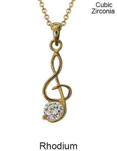 Cubic Zirconia Note Necklace 18 inch plus 3 inch extension