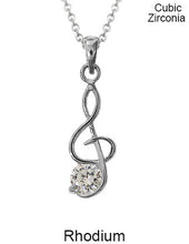 Load image into Gallery viewer, Cubic Zirconia Note Necklace 18 inch plus 3 inch extension