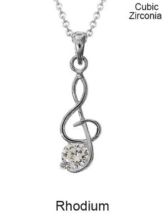 Cubic Zirconia Note Necklace 18 inch plus 3 inch extension