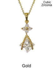 Load image into Gallery viewer, Cubic Zirconia Teardrop Necklace 18 inch plus 3 inch extension