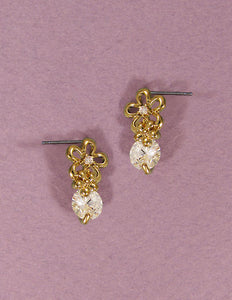 Cubic Zirconia Flower Drop Dangle & Drop Post earring