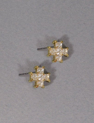 Cubic Zirconia Cross Drop Dangle & Drop Post earring