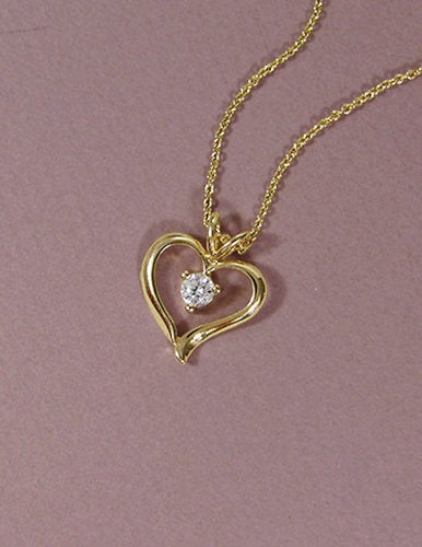 Cubic Zirconia Heart Charm 18 inch Necklace