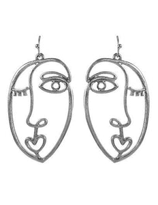 Mini Picasso Face Design Drop Dangle Hook Earrings-Small Size