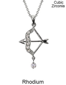 Cubic Zirconia Arrow an Bow Necklace 18 inch plus 3 inch extension