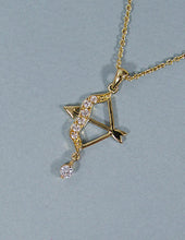 Load image into Gallery viewer, Cubic Zirconia Arrow an Bow Necklace 18 inch plus 3 inch extension