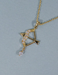 Cubic Zirconia Arrow an Bow Necklace 18 inch plus 3 inch extension