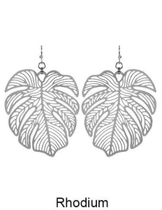 Monstera earrings Tropical plant Leaf earring Nature inspired floral leaves Filigree Hook earrings