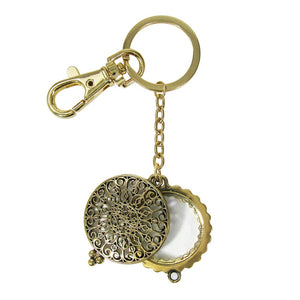 Byzantine Filigree 6 Times Magnifier Magnifying Glass Sliding Top Magnet Pendant Key Chain