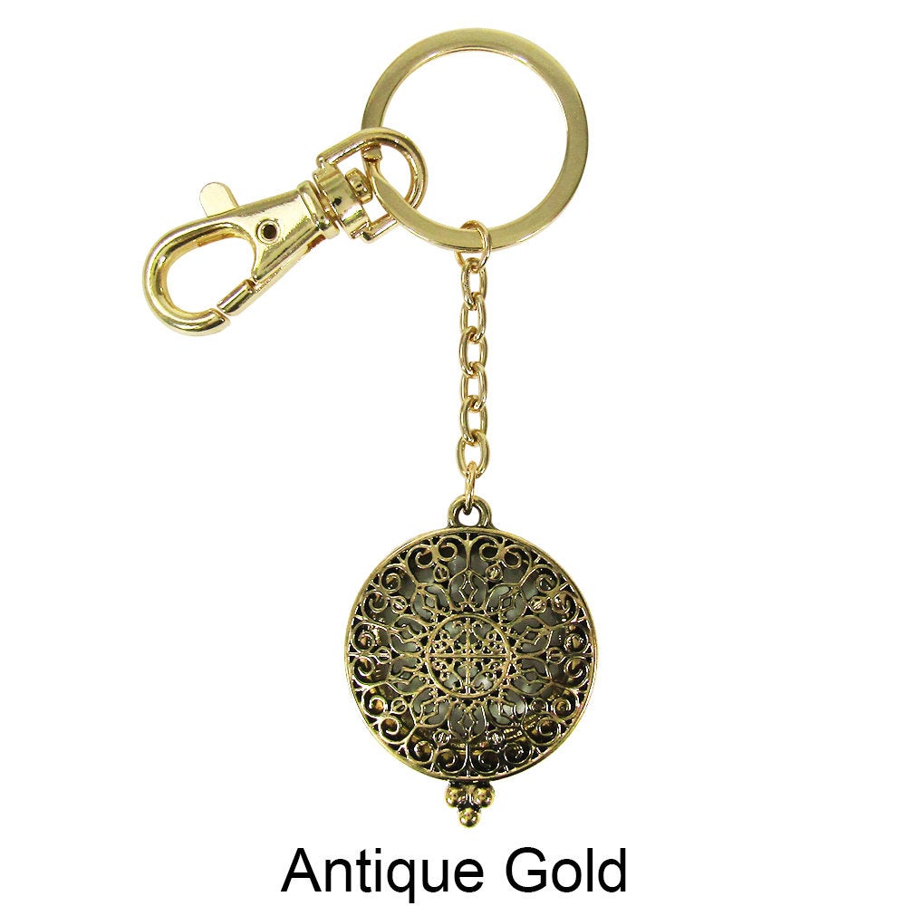 Byzantine Filigree 6 Times Magnifier Magnifying Glass Sliding Top Magnet Pendant Key Chain