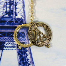 Load image into Gallery viewer, Eiffel Tower  6 Times Magnifier Magnifying Glass Top Sliding Magnet Pendant Key Chain