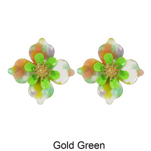 Acetate Resin Flower Delicate Post Earrings
