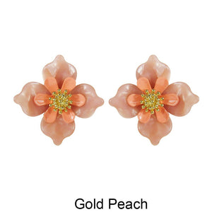 Acetate Resin Flower Delicate Post Earrings
