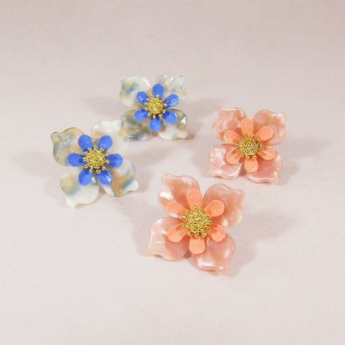 Acetate Resin Flower Delicate Post Earrings