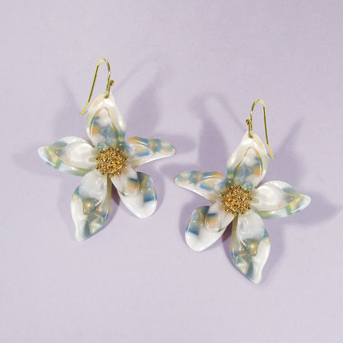 Acetate Resin Flower Delicate Dangle Hook Earrings