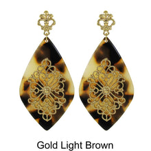 Load image into Gallery viewer, Acetate Resin Floral Filigree Dangle Post Earrings