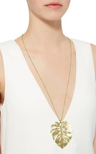 Load image into Gallery viewer, Tropical Monstera Chain Long Necklace 30 inch plus 3 inch