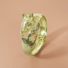 Load image into Gallery viewer, Fox Face and Tail Casting Hinge Cuff Bracelet