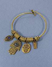 Load image into Gallery viewer, Evil Eye Hamsa Protect Wired Cuff Bracelet