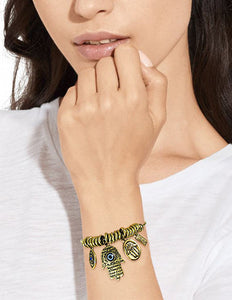 Evil Eye Hamsa Protect Wired Cuff Bracelet