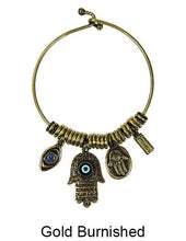 Load image into Gallery viewer, Evil Eye Hamsa Protect Wired Cuff Bracelet