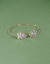 Load image into Gallery viewer, Mother of Pearl Monstera Wired Cuff Bracelet