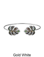 Load image into Gallery viewer, Mother of Pearl Monstera Wired Cuff Bracelet