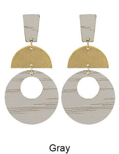 Geometric Wood Post Earrings