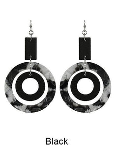 Geometric Wood Acetate Dangle Hook Earrings