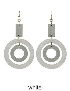 Geometric Wood Acetate Dangle Hook Earrings