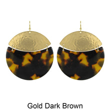 Load image into Gallery viewer, Round Acetate Hammered Metal Hook Earrings