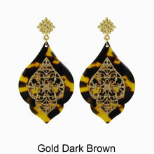 Load image into Gallery viewer, Acetate Resin Floral Filigree Dangle Post Earrings