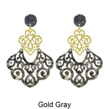 Load image into Gallery viewer, Acetate Resin Floral Filigree Dangle Post Earrings