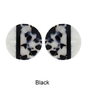 Acetate Resin Round Stripe Post Earrings